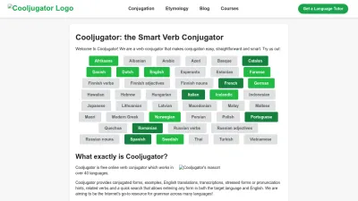 Screenshot preview of cooljugator.com