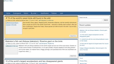 Screenshot preview of planetofbirds.com