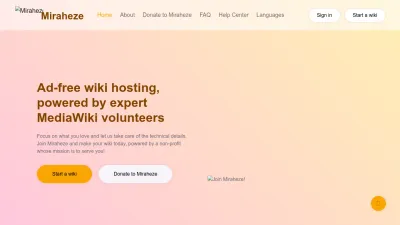 Screenshot preview of miraheze.org