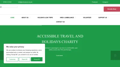 Screenshot preview of jumbulance.org.uk