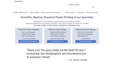 Screenshot preview of genigraphics.com