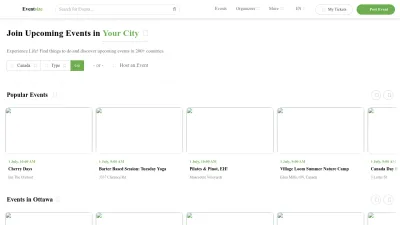 Screenshot preview of eventsize.com