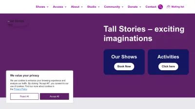 Screenshot preview of tallstories.org.uk
