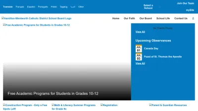 Screenshot preview of hwcdsb.ca