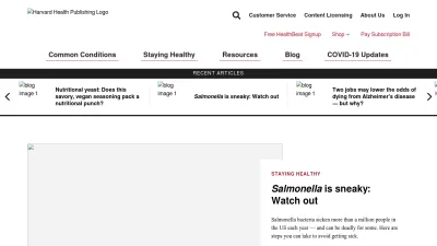 Screenshot of Health.harvard.edu