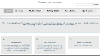 Screenshot preview of mlc.lib.ms.us