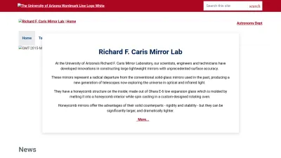 Screenshot preview of mirrorlab.arizona.edu