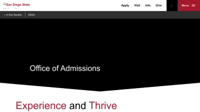 Screenshot preview of admissions.sdsu.edu