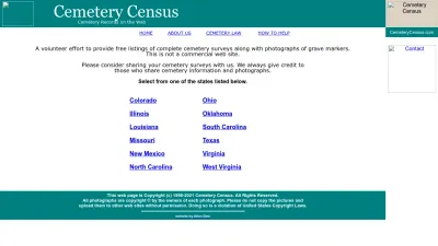 Screenshot preview of cemeterycensus.com