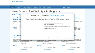 Screenshot preview of spanishprograms.com