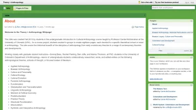 Screenshot preview of anthrotheory.pbworks.com