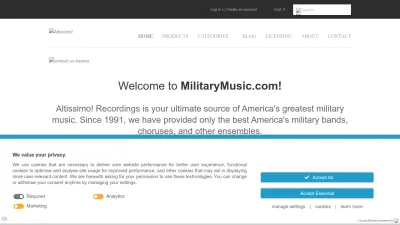 Screenshot preview of militarymusic.com