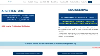 Screenshot preview of comedk.org