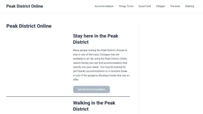 Screenshot preview of peakdistrictonline.co.uk