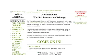 Screenshot preview of warbirdinformationexchange.org
