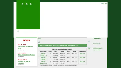 Screenshot preview of traveltajikistan.net