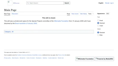 Screenshot preview of spcom.wikimedia.org