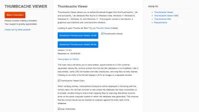 Screenshot preview of thumbcacheviewer.github.io
