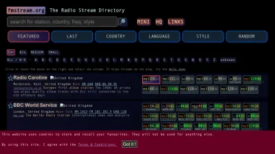 Screenshot preview of fmstream.org