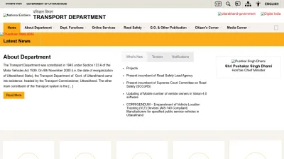 Screenshot preview of transport.uk.gov.in