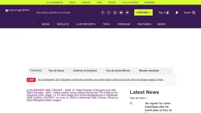 Screenshot preview of cyclingnews.com