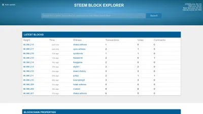 Screenshot preview of steemblockexplorer.com