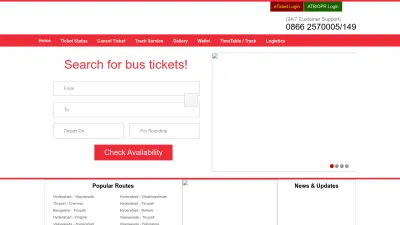 Screenshot preview of apsrtconline.in