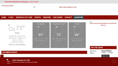 Screenshot preview of vicksburgradio.com