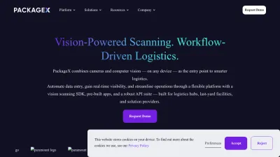 Screenshot preview of packagex.io