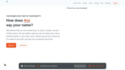 Screenshot preview of namedrop.io