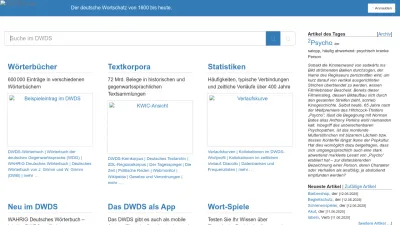 Screenshot preview of dwds.de