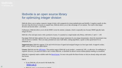 Screenshot preview of libdivide.com