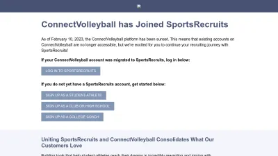 Screenshot preview of connectvolleyball.com