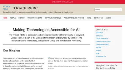 Screenshot preview of trace.umd.edu