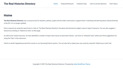 Screenshot preview of realhistories.org.uk