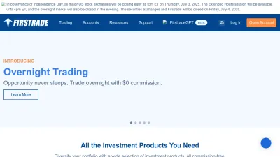Screenshot preview of firstrade.com
