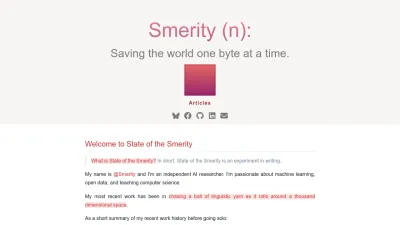 Screenshot preview of smerity.com