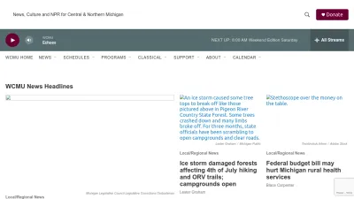 Screenshot preview of radio.wcmu.org