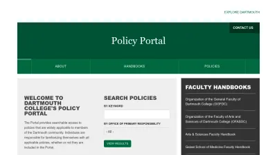 Screenshot preview of policies.dartmouth.edu