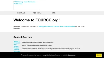 Screenshot preview of fourcc.org