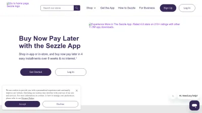 Screenshot preview of sezzle.com