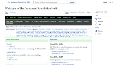 Screenshot preview of wiki.documentfoundation.org