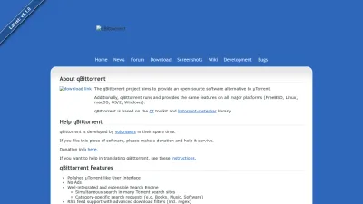 Screenshot preview of qbittorrent.org