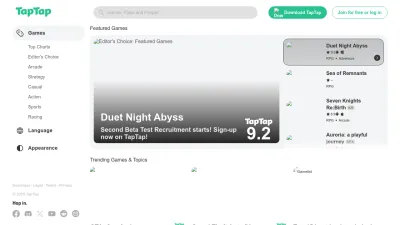 Screenshot preview of taptap.cn