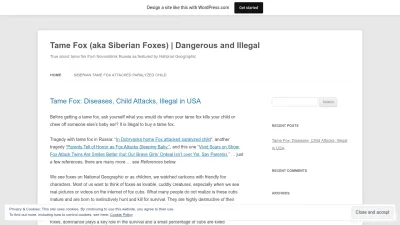 Screenshot preview of tamefoxusa.wordpress.com