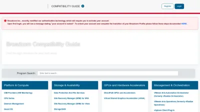 Screenshot preview of compatibilityguide.broadcom.com