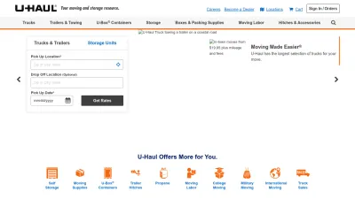 Screenshot preview of uhaul.com