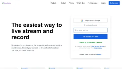 Screenshot preview of streamyard.com