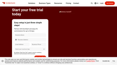 Screenshot of Merchants.doordash.com