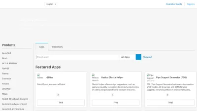 Screenshot preview of apps.autodesk.com